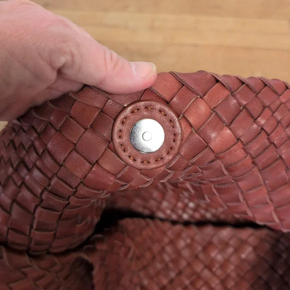 Falorni Luxury Woven Soft Leather Tote NWOT Reddish Brown - Picture 15 of 16